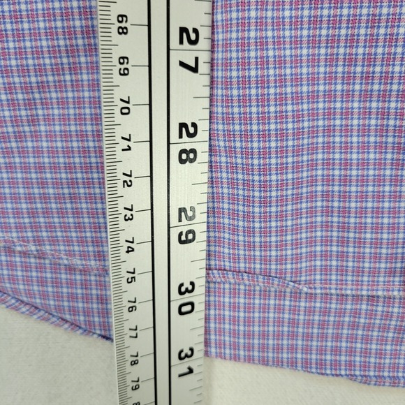 David Donahue Dress Shirt Mens Large Purple Check Button Up Long Sleeve - Picture 8 of 10